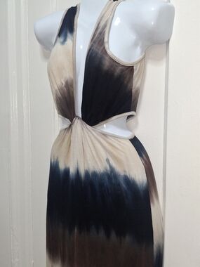 A+ Ellen Tie Dye Cut Out Maxi Dress Rayon Stretch Sleeveless USA Size S